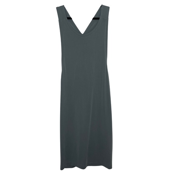 Donna Karan Dresses & Skirts - Donna Karan Active Midi Dress Women L Olive Green Sleeveless Draped Open Back